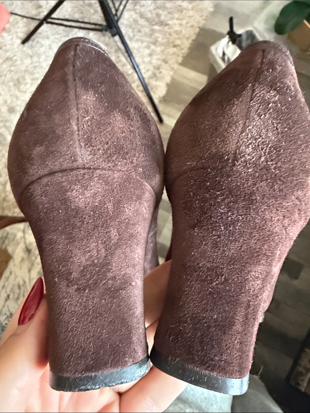 Salvatore Ferragamo Dark Brown Suede Block 3" Heel Pumps Shoes Sz. 8 Italy EUC - Picture 6 of 15